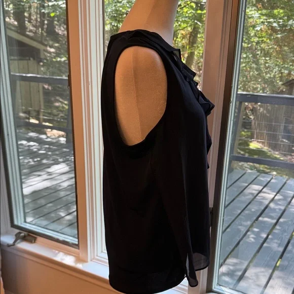 Calvin Klein Navy Ruffle Sleeveless Blouse - Picture 3 of 8